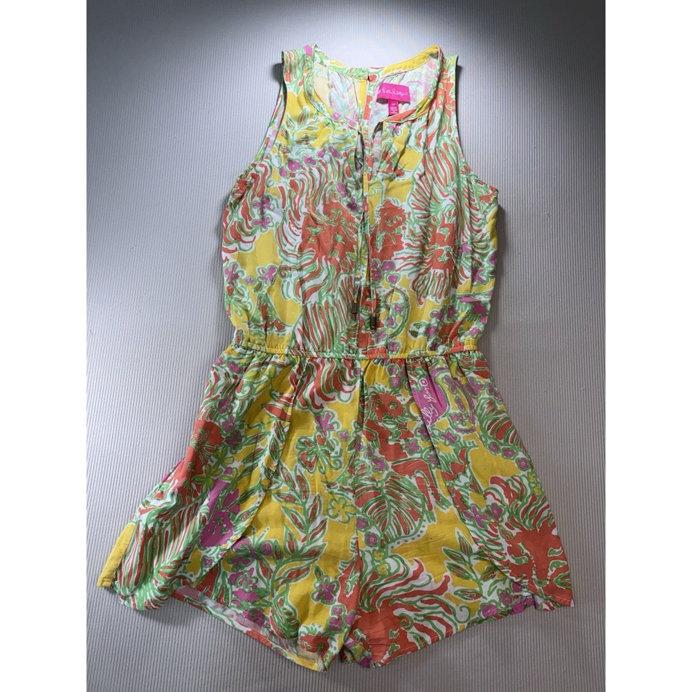 LILLY PULITZER Target HAPPY PLACE Challis ROMPER POCKET One Piece‎ BEACH Size S